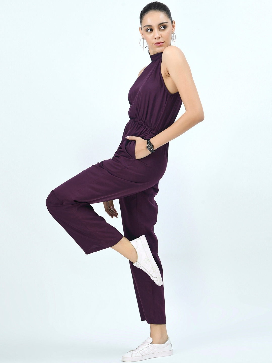

V&M Halter Neck Basic Jumpsuit, Purple