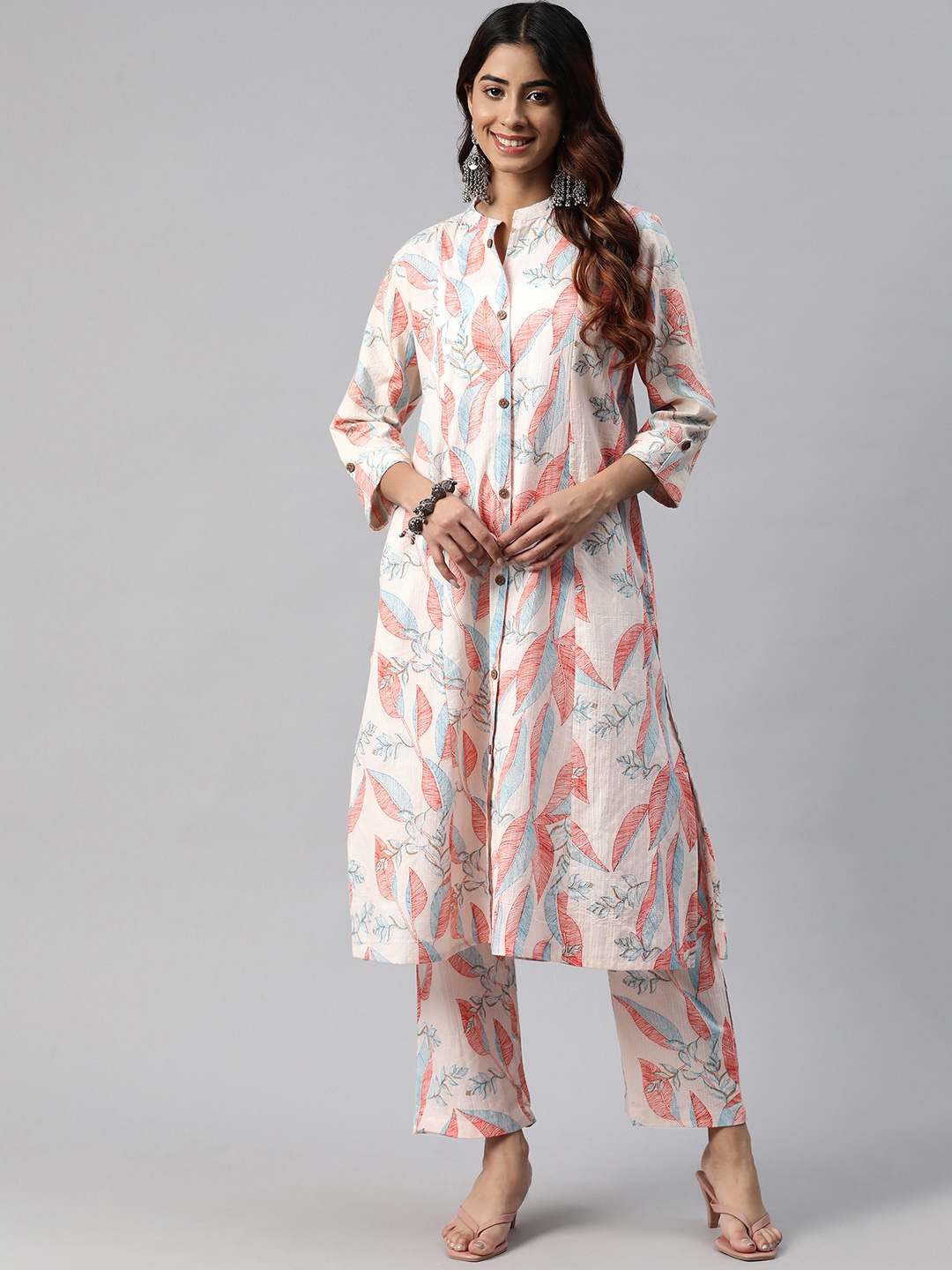 

Readiprint Floral Printed Pure Cotton Kurta with Trousers, Red