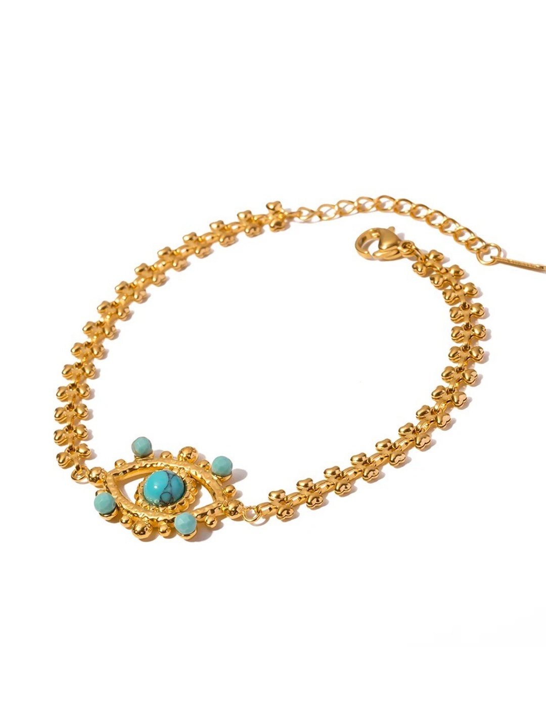 

Inaya 18 KT Gold-Plated Stainless Steel Beads Beaded Evil Eye Wraparound Bracelet