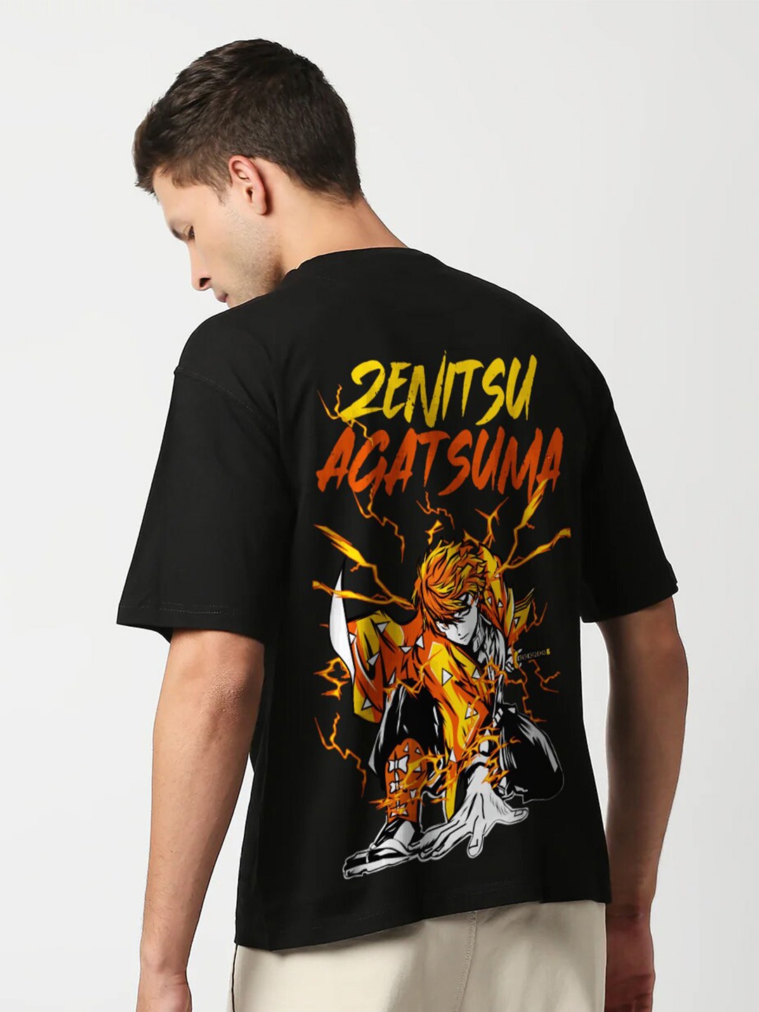 

Crazymonk Zenistu Agastuma Flash Anime Drop-Shoulder Oversized T-Shirt, Black
