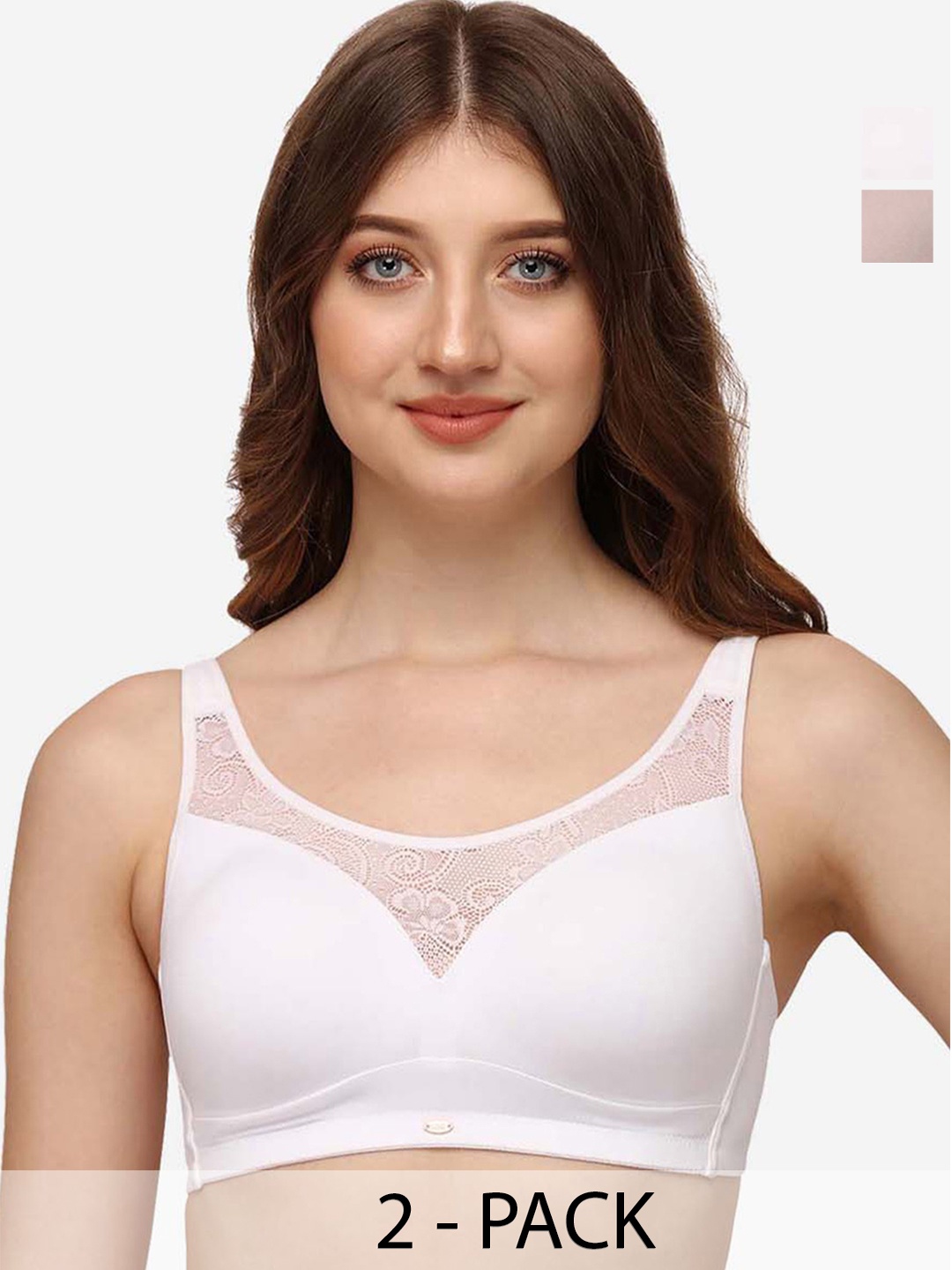 

Soie Pack Of 2 Full Coverage Lightly Padded T-shirt Bra With All Day Comfort, White