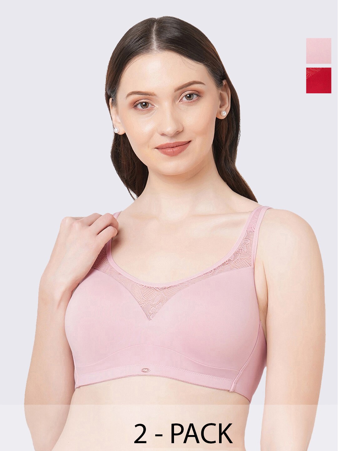 

Soie Pack Of 2 Full Coverage Lightly Padded T-shirt Bra With All Day Comfort, Red