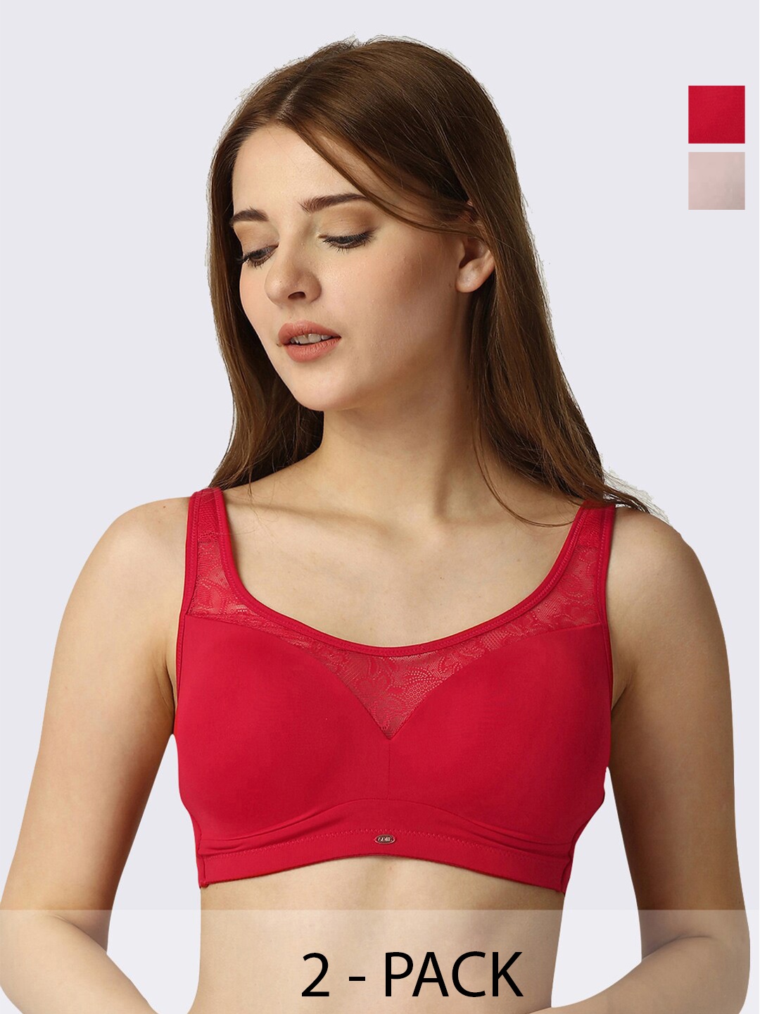 

Soie Pack Of 2 Full Coverage Lightly Padded T-shirt Bra With All Day Comfort, Red