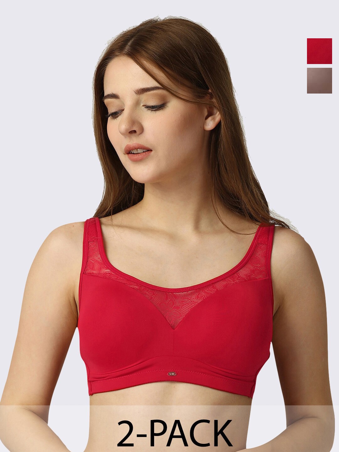 

Soie Pack Of 2 Full Coverage Lightly Padded T-shirt Bra With All Day Comfort, Red