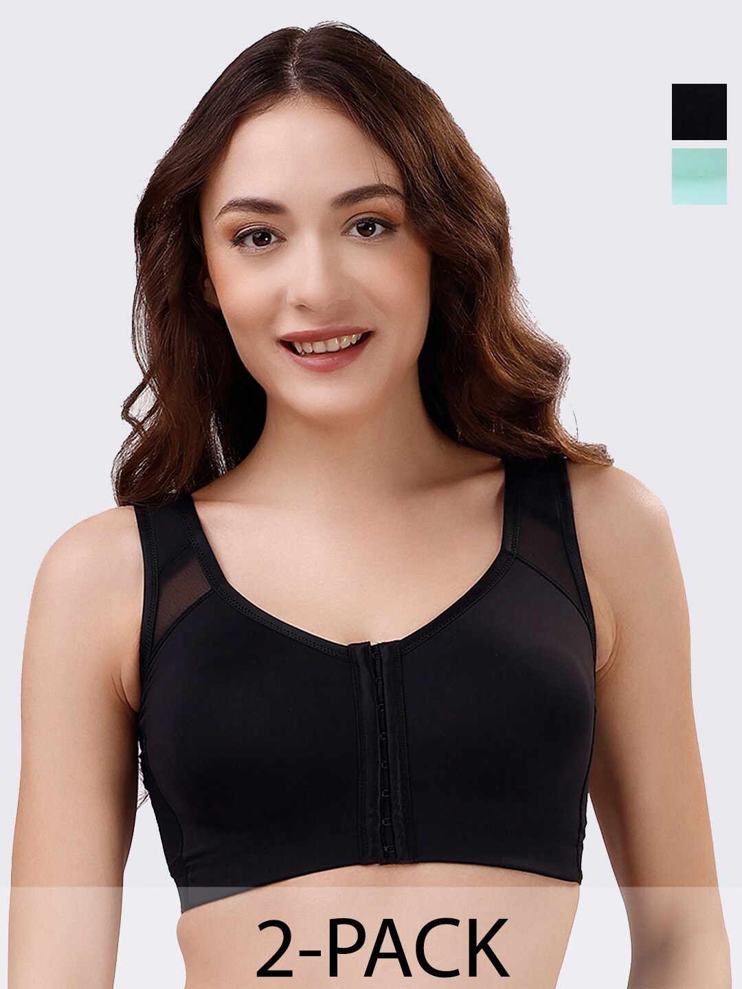 

Soie Pack Of 2 Full Coverage Non Padded Everyday Bra With All Day Comfort, Blue