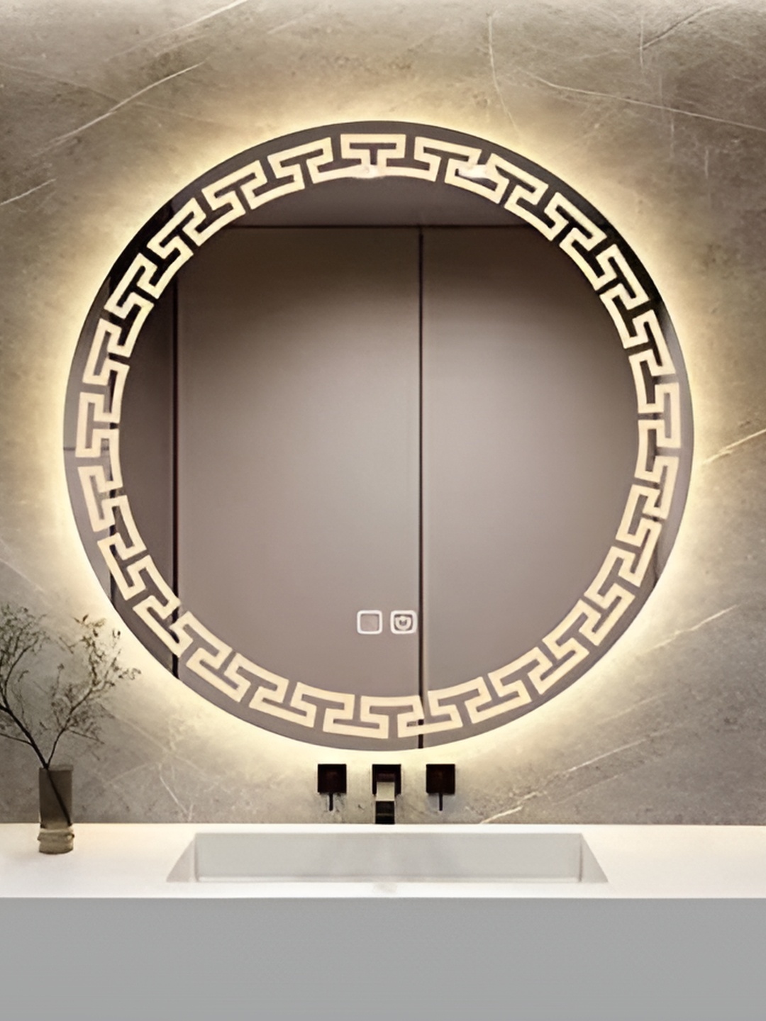 

Venetian Image Wall Mirror with Anti-fog Lights, Silver