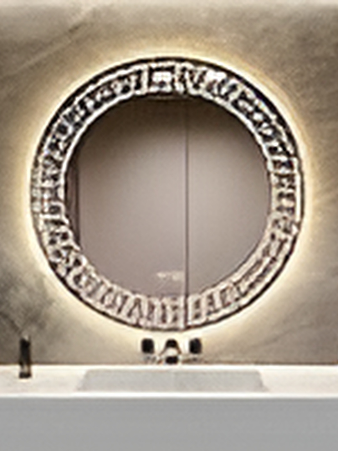 

Venetian Image Grey Round LED Lights Bathroom Wall Mirror