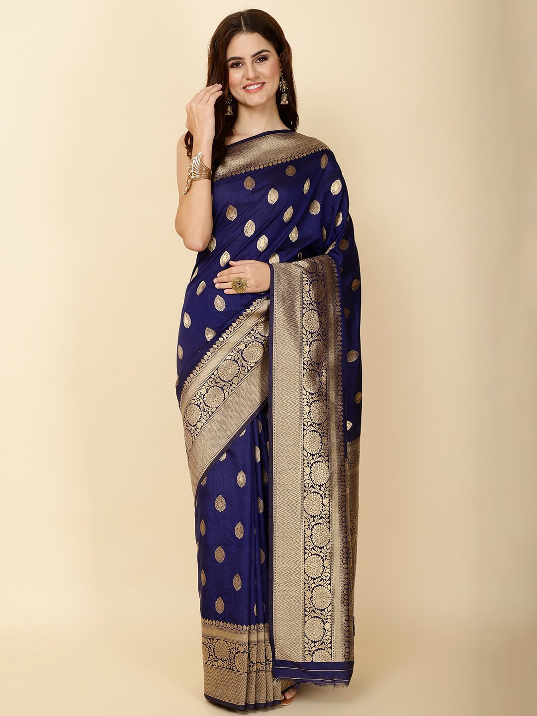 

Meena Bazaar Woven Design Zari Saree, Navy blue