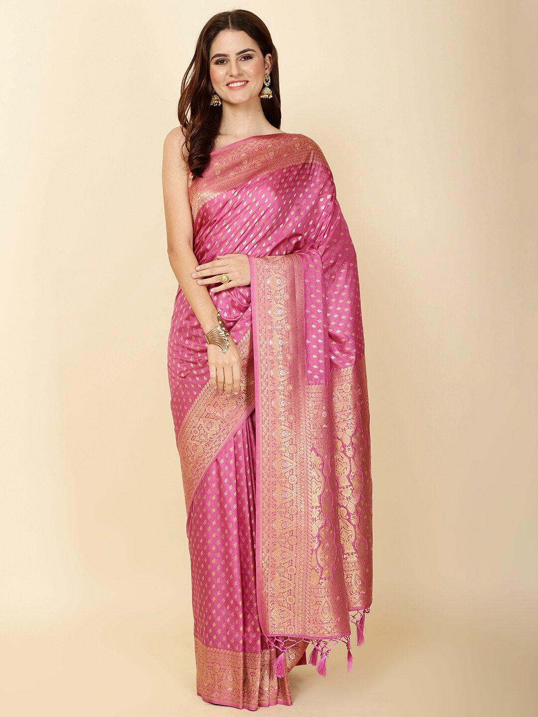 

Meena Bazaar Woven Design Zari Art Silk Saree, Purple