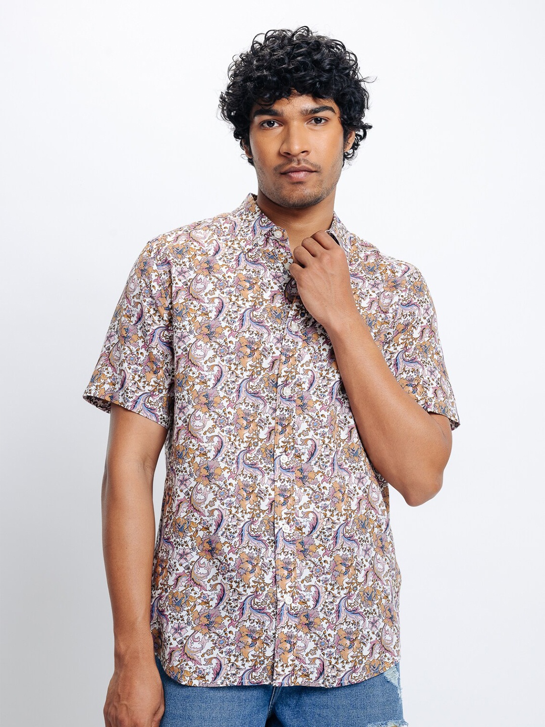 

FREAKINS Men Floral Opaque Printed Casual Shirt, Brown
