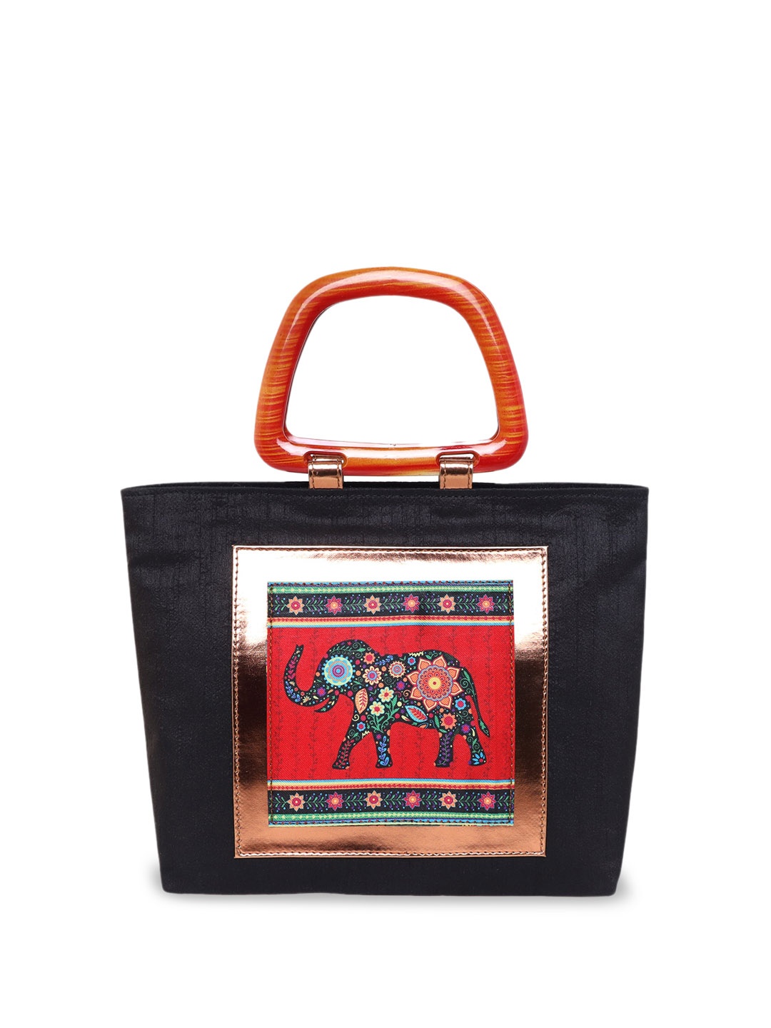 

Sabhyata Colourblocked Structured Handheld Bag with Applique, Multi