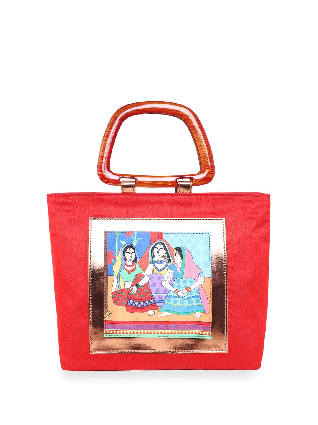 

Sabhyata Structured Handheld Bag with Applique, Multi