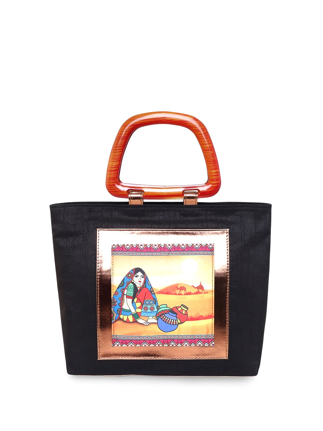 

Sabhyata Structured Tote Bag with Applique, Multi