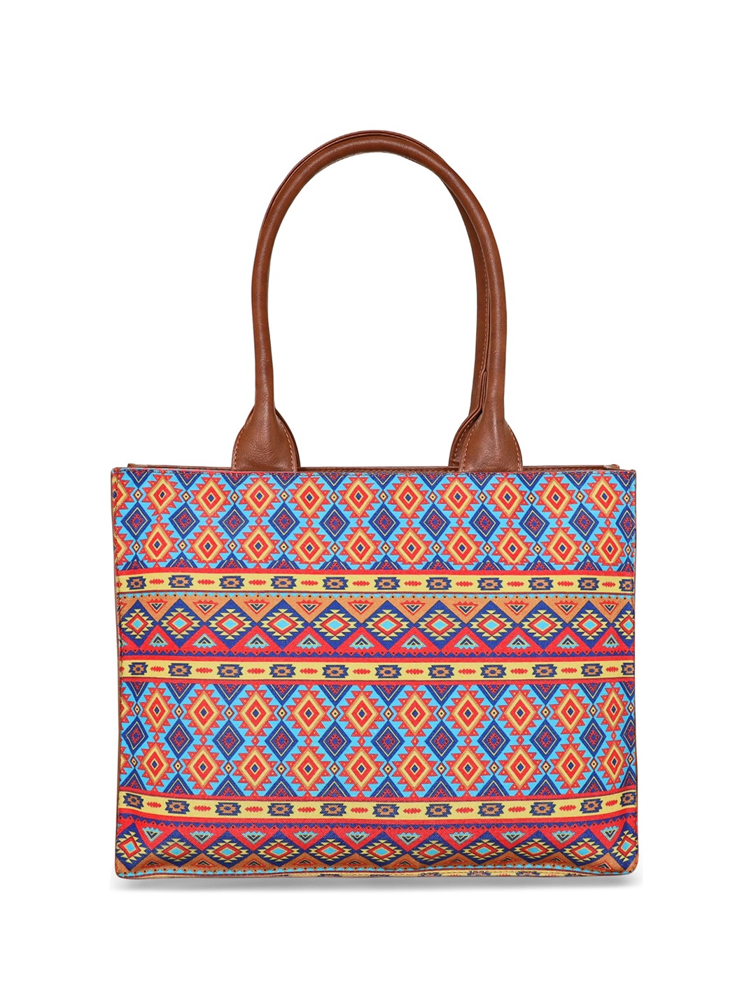 

Sabhyata Geometric Printed Structured Tote Bag, Multi