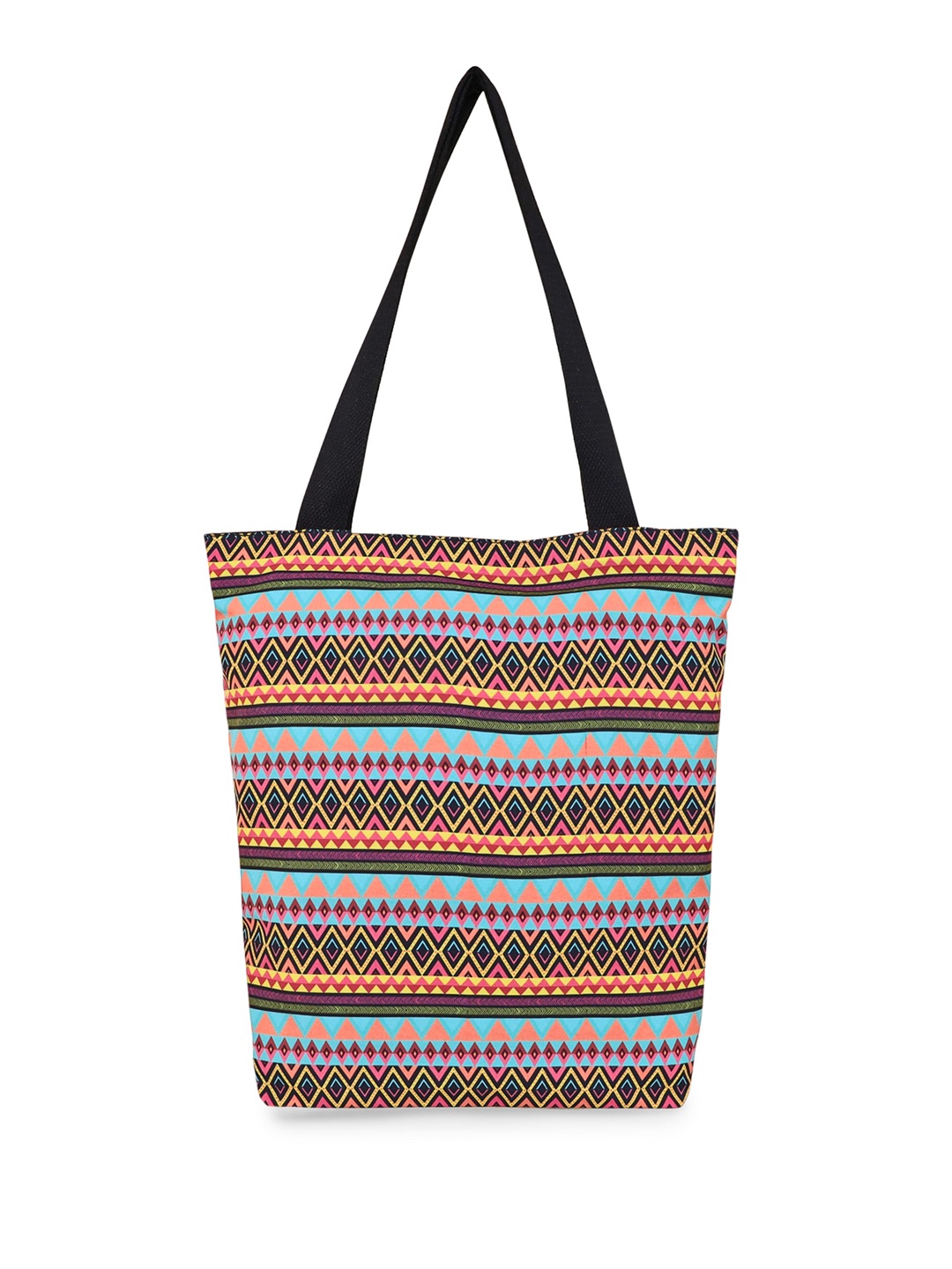 

Sabhyata Geometric Printed Oversized Shopper Tote Bag with Cut Work, Multi