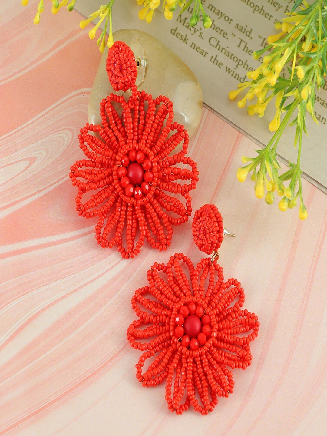 

UNIVERSITY TRENDZ Contemporary Drop Earrings, Red