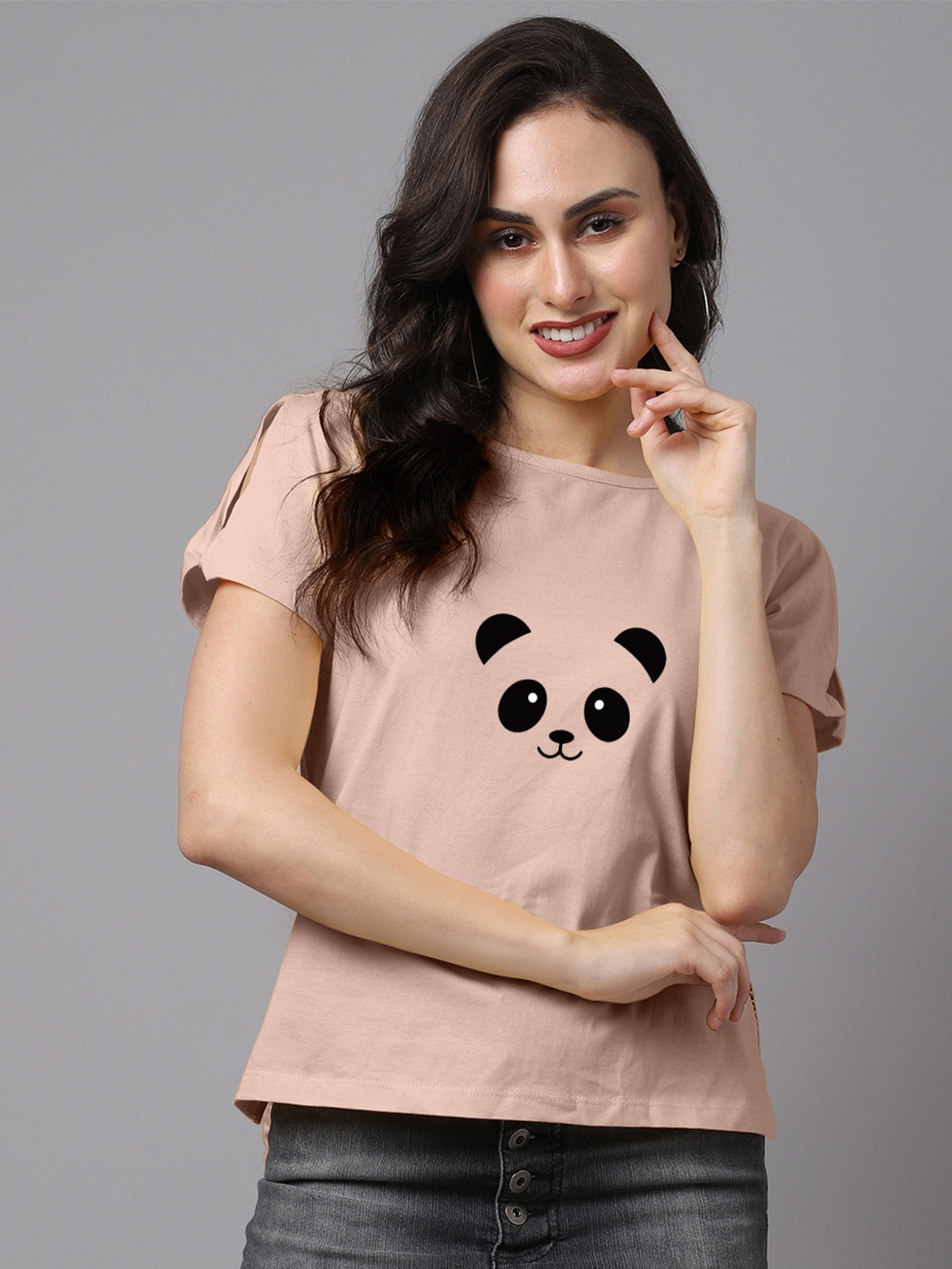Friskers Women Printed Pockets T-shirt, Coral