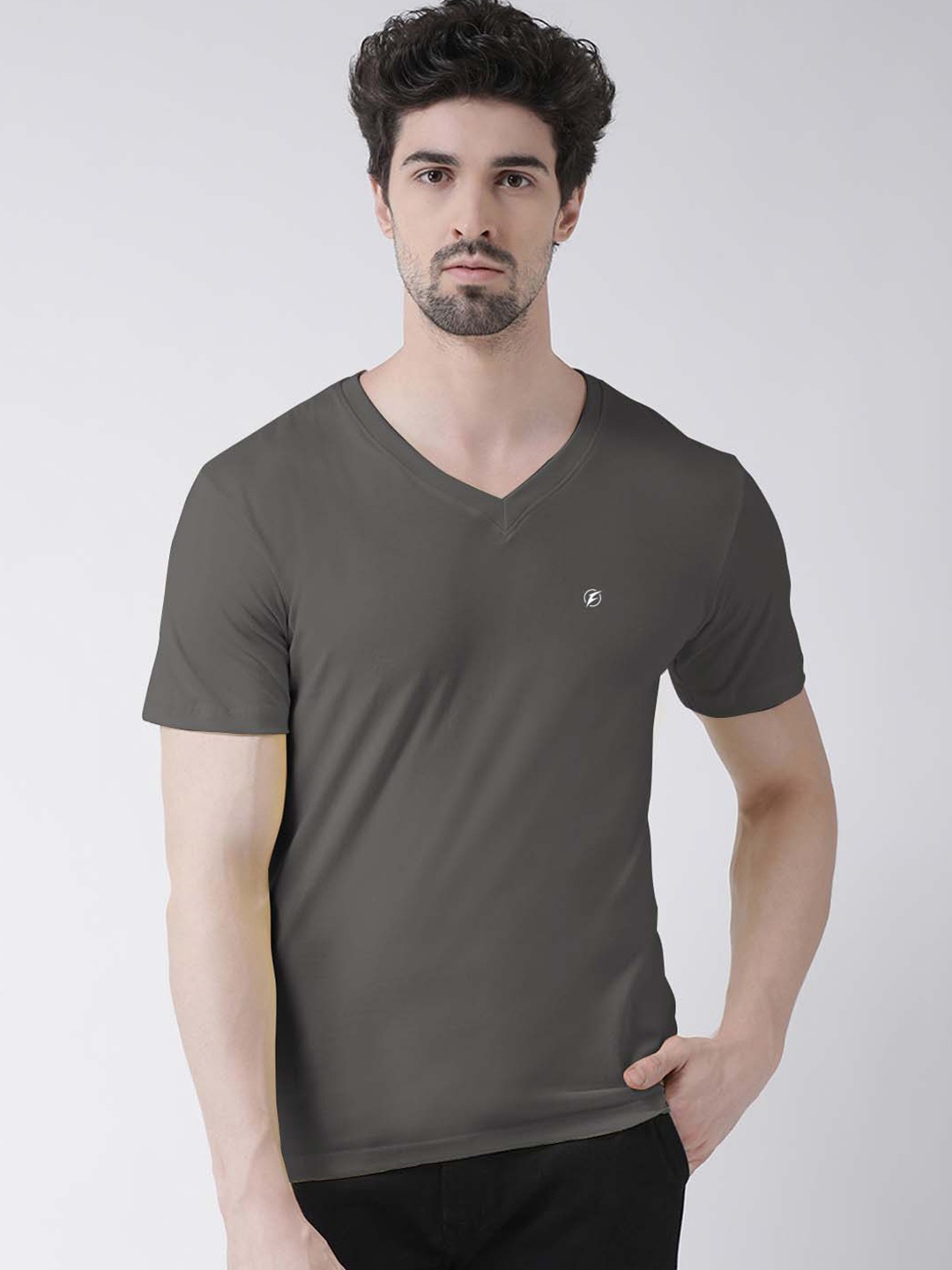 

Friskers Men V-Neck T-shirt, Grey