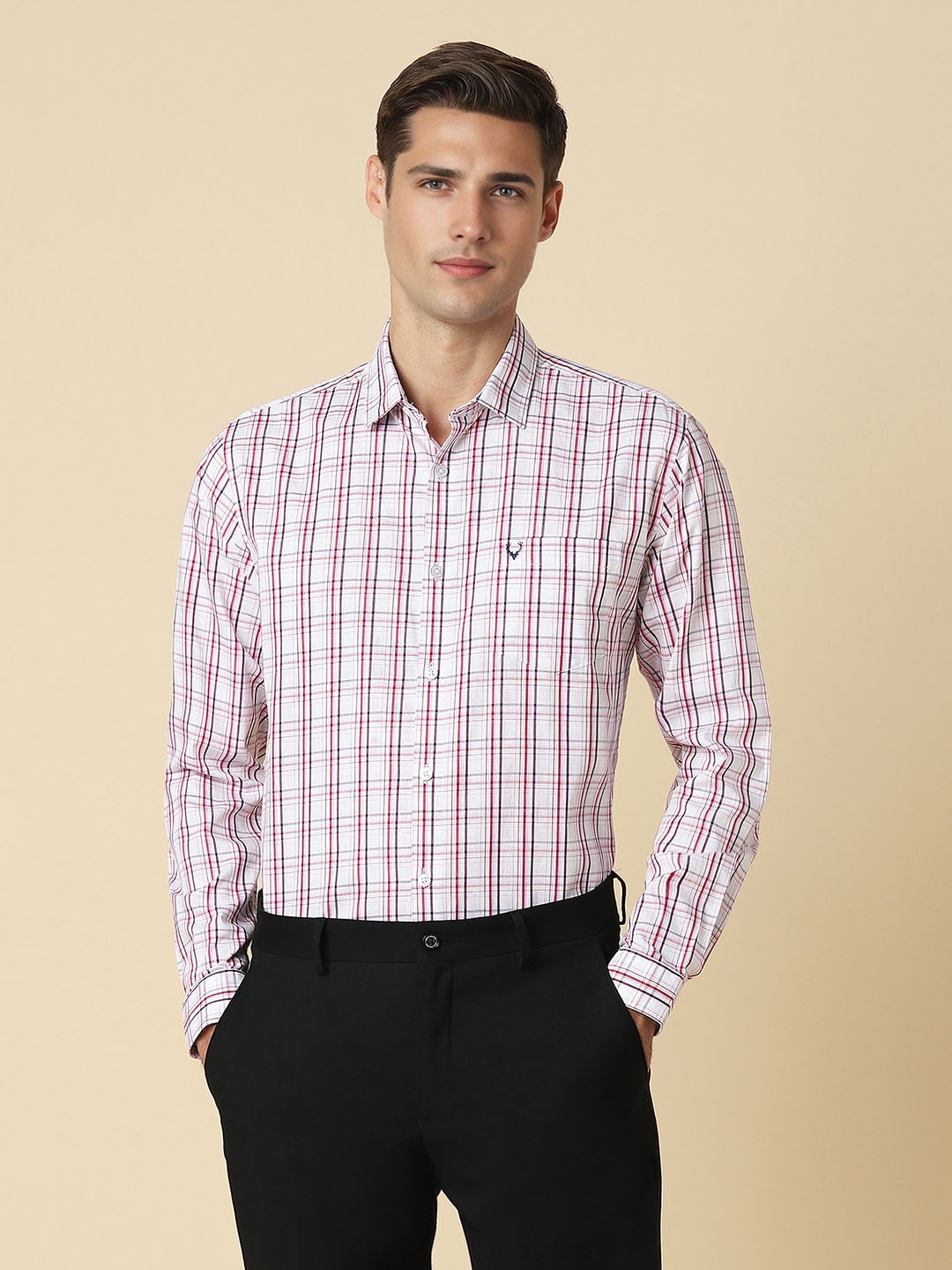 

Allen Solly Men Slim Fit Opaque Checked Formal Shirt, White