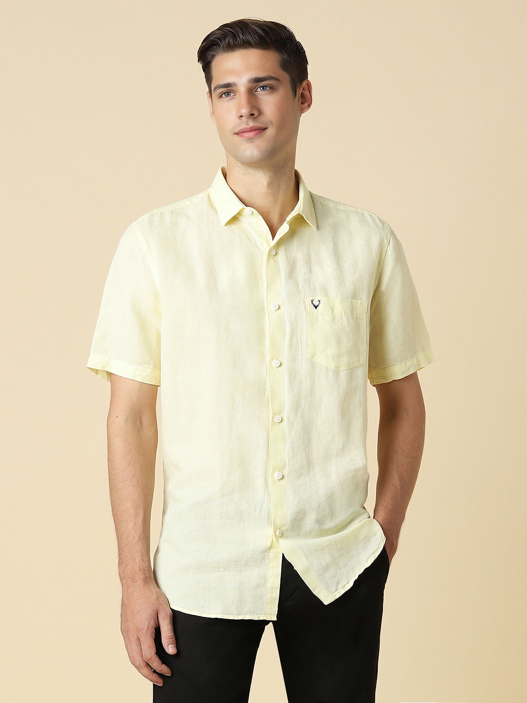 

Allen Solly Men Slim Fit Opaque Casual Shirt, Yellow