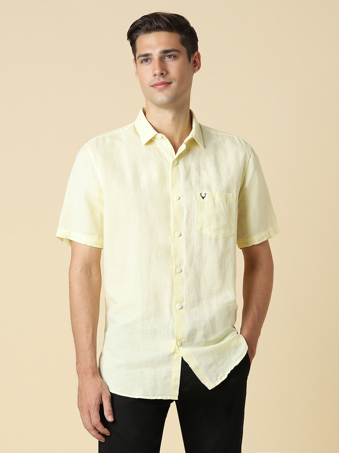 

Allen Solly Spread Collar Curved Slim Fit Casual Shirt, Yellow