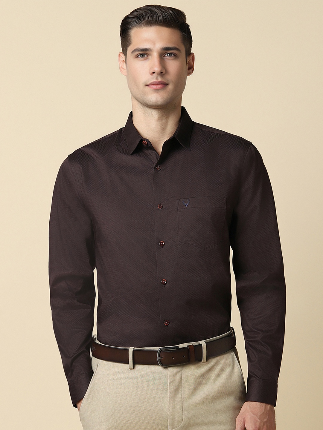 

Allen Solly Men Slim Fit Opaque Formal Shirt, Brown