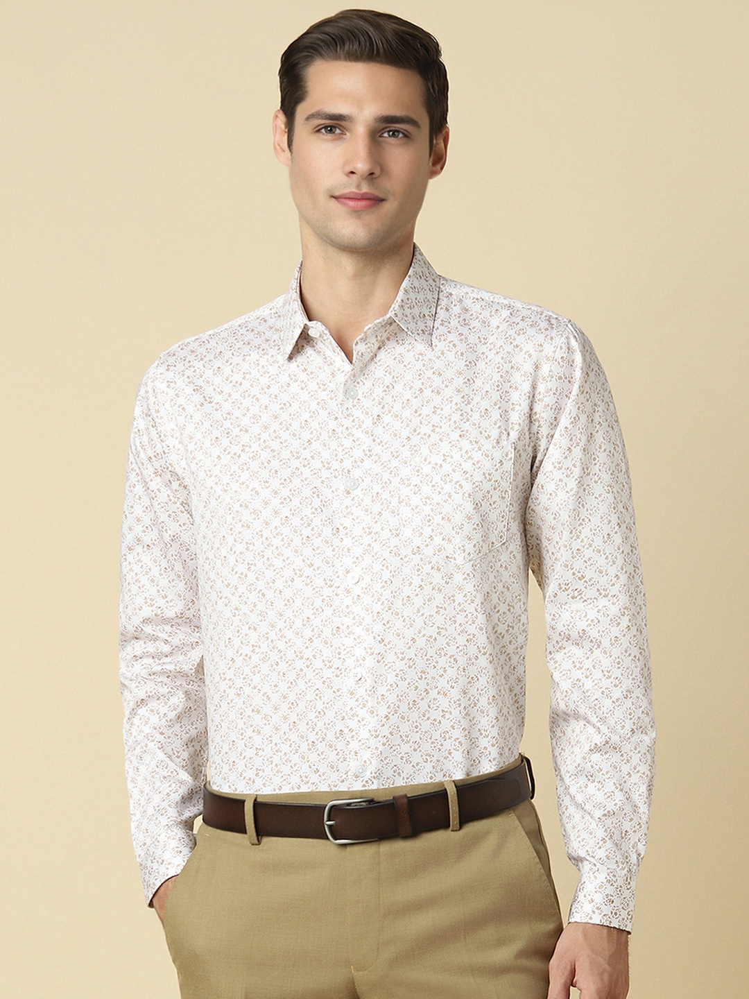 

Allen Solly Men Slim Fit Opaque Printed Formal Shirt, White