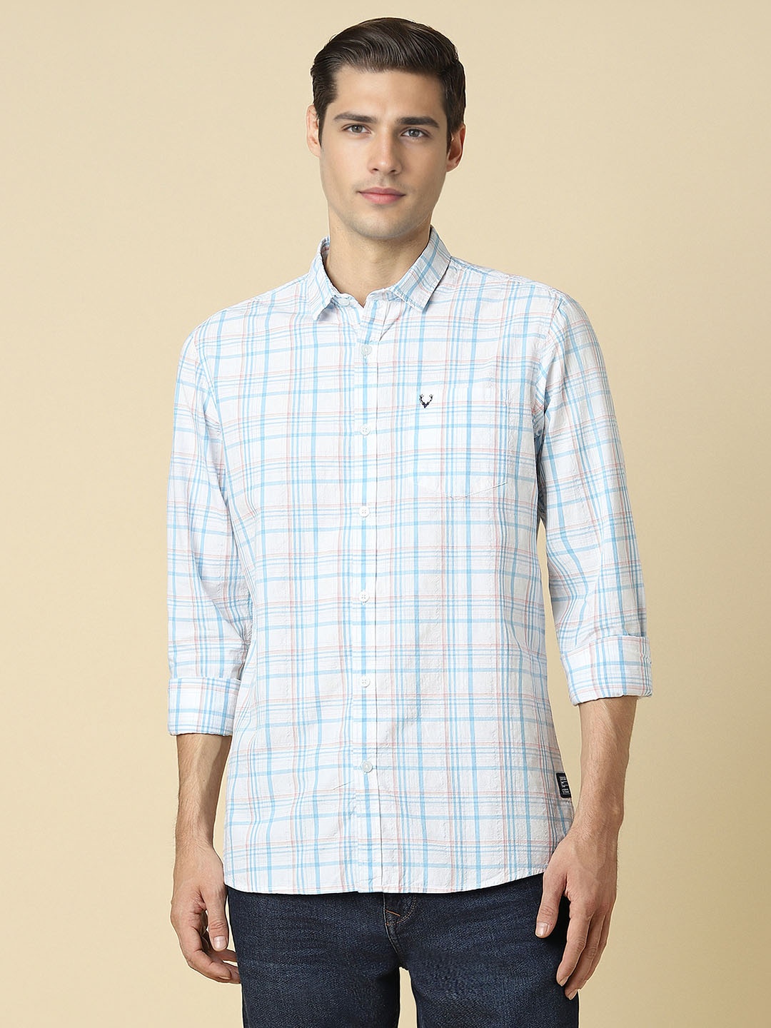 

Allen Solly Men Opaque Checked Casual Shirt, White