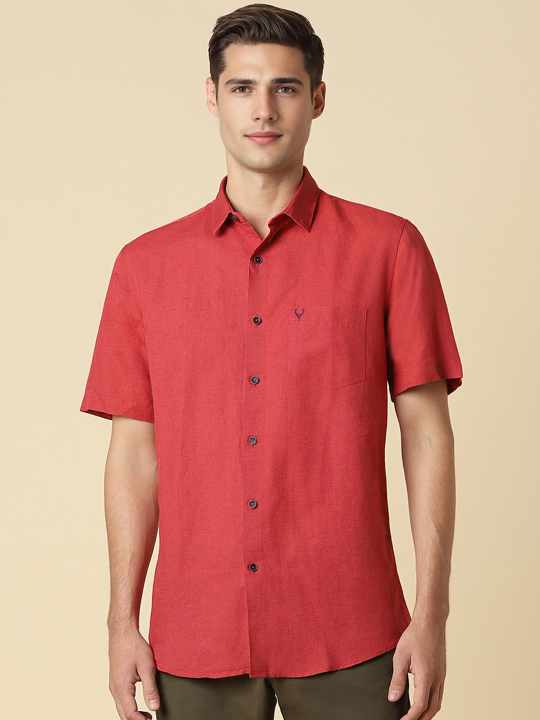 

Allen Solly Men Slim Fit Opaque Casual Shirt, Red