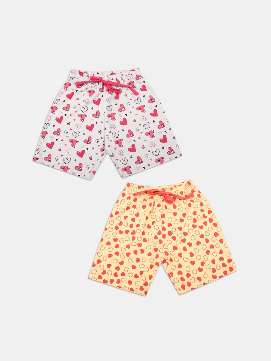 

V-Mart Girls Pack Of 2 Floral Printed Pure Cotton Shorts, Grey