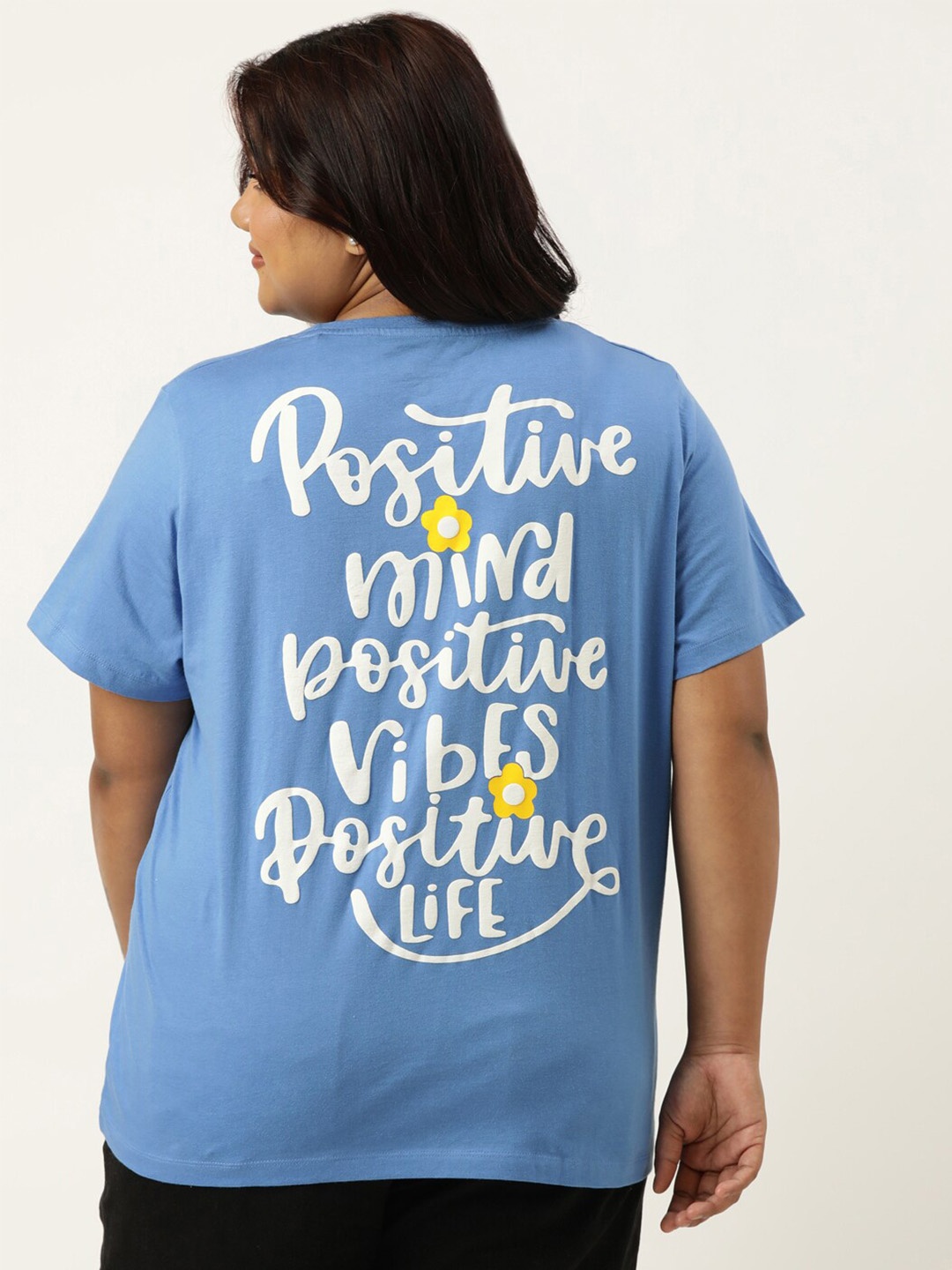 

MARCA Bold Plus Size Typography Printed Round Neck Bio Finish Cotton Regular T-shirt, Blue
