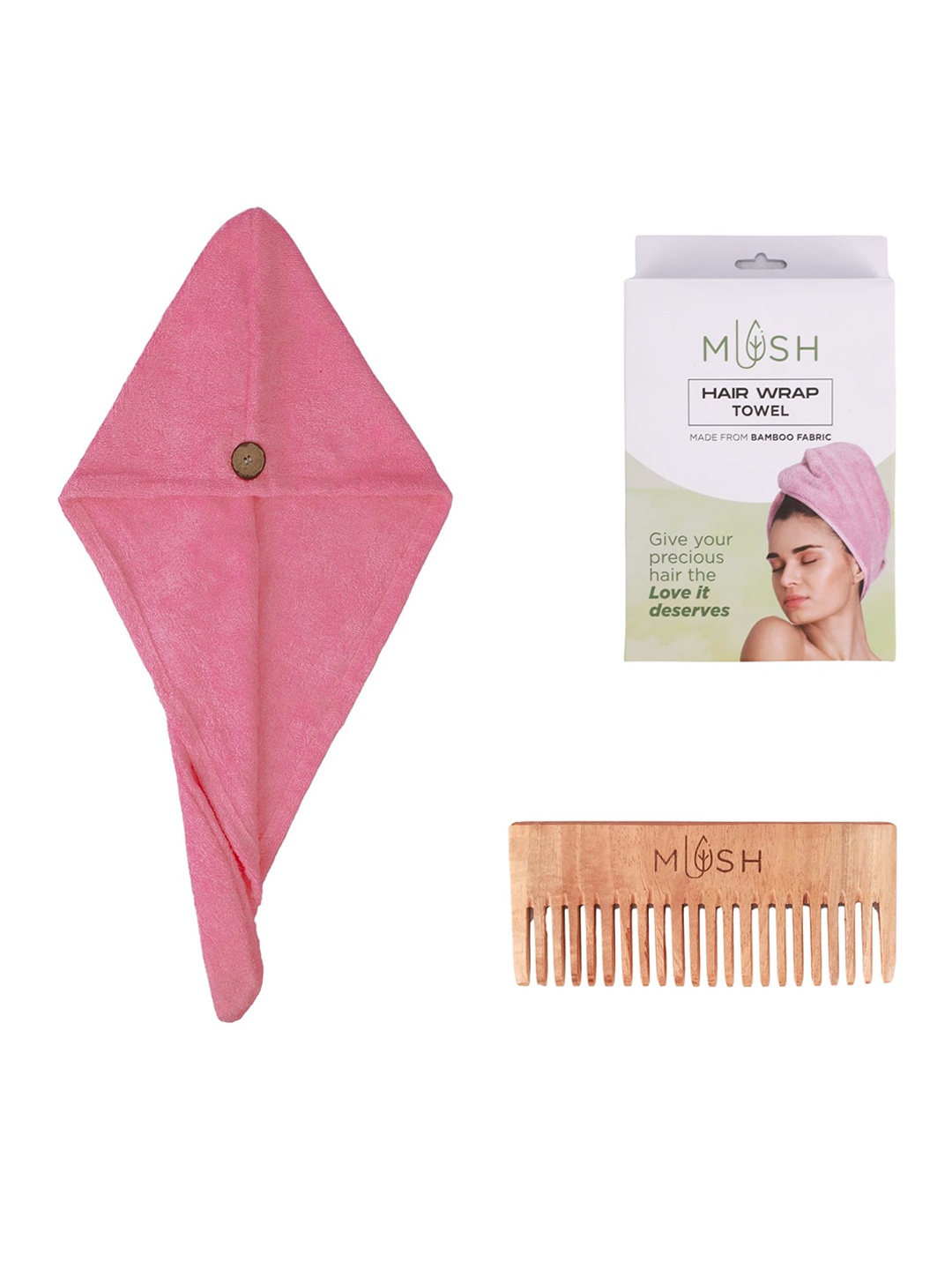 

MUSH Pink Pure Bamboo 500GSM Hair Wrap Towel