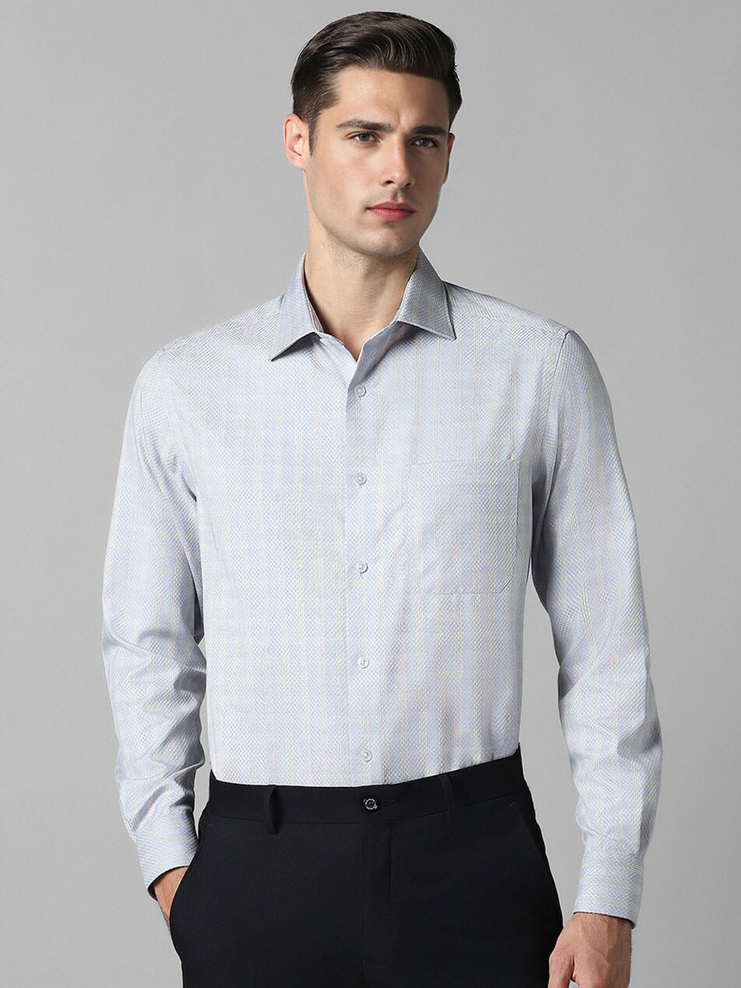 

Louis Philippe Men Opaque Checked Formal Shirt, White