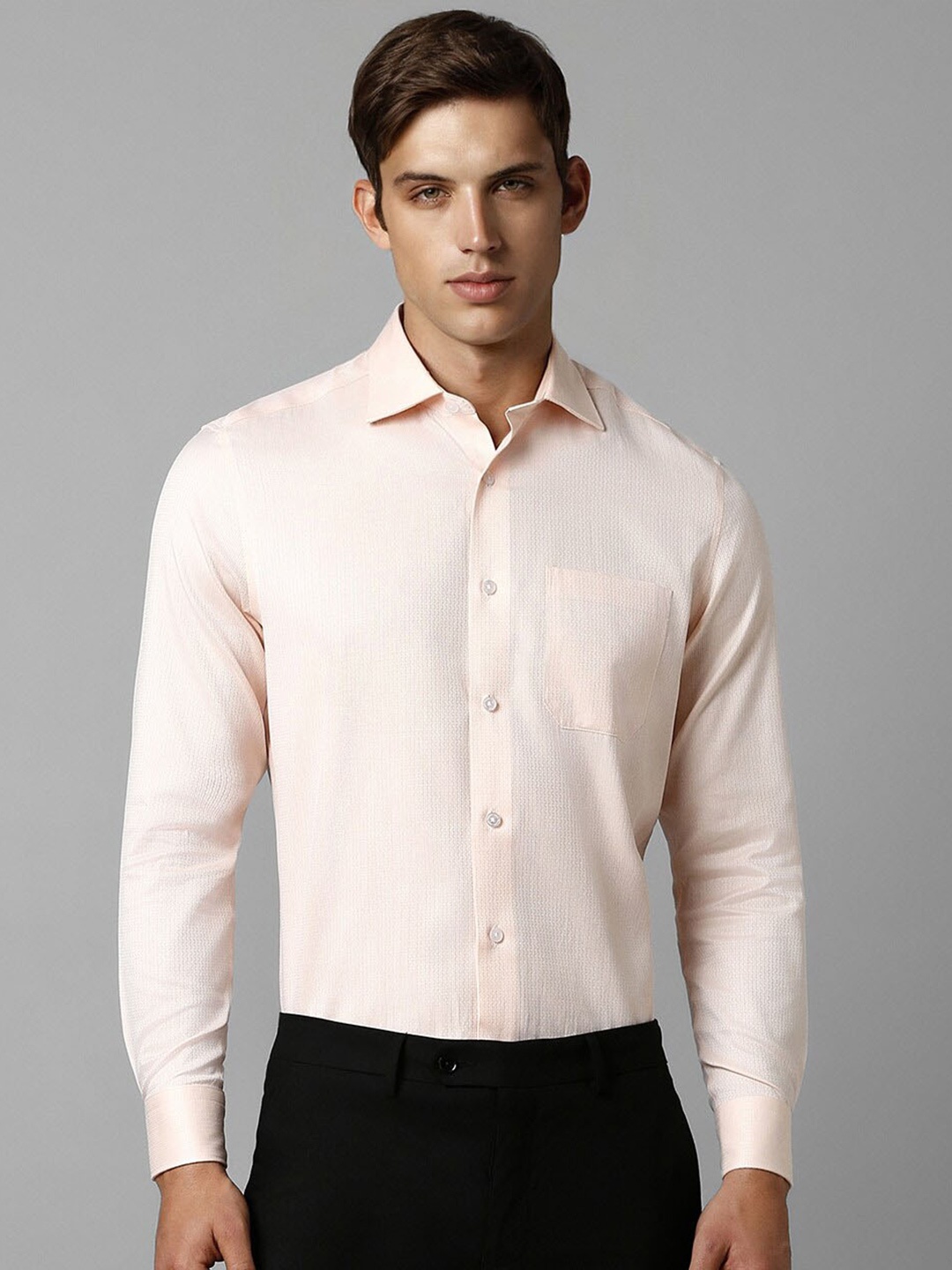 

Louis Philippe Men Opaque Formal Shirt, Beige