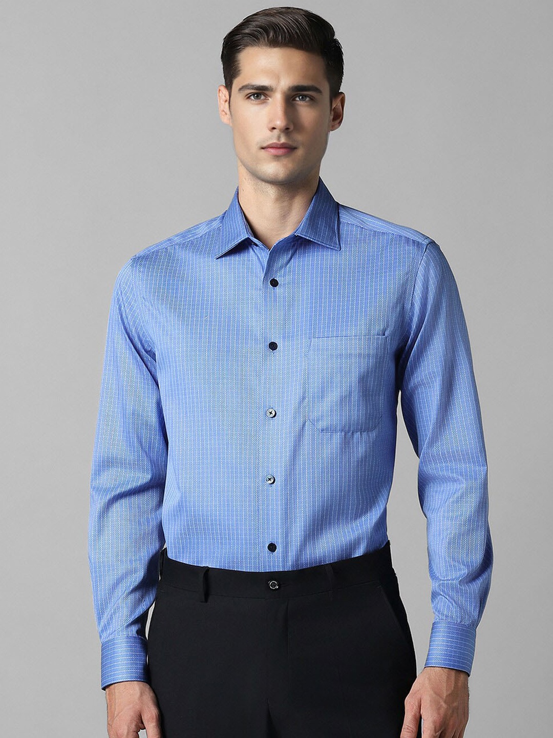 

Louis Philippe Men Opaque Checked Formal Shirt, Blue