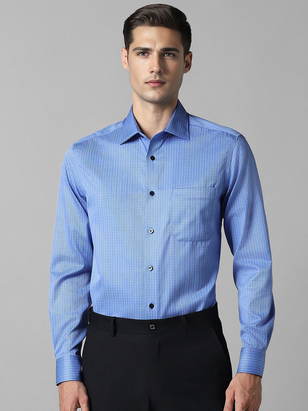 

Louis Philippe Men Opaque Checked Formal Shirt, Blue