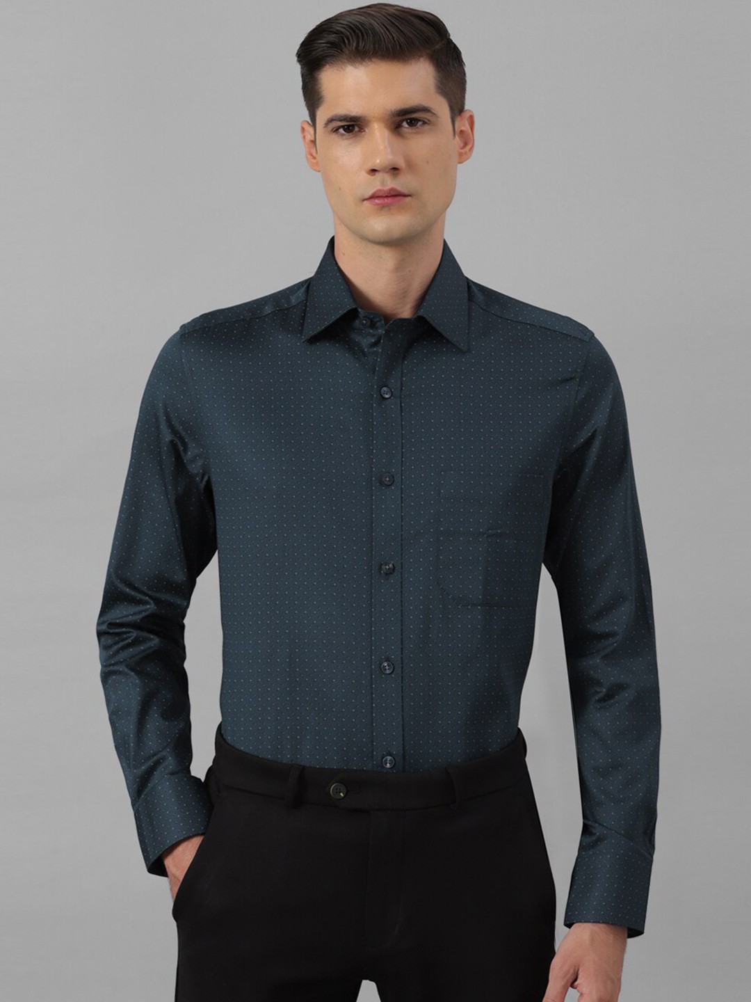 

Louis Philippe Men Opaque Printed Formal Shirt, Green