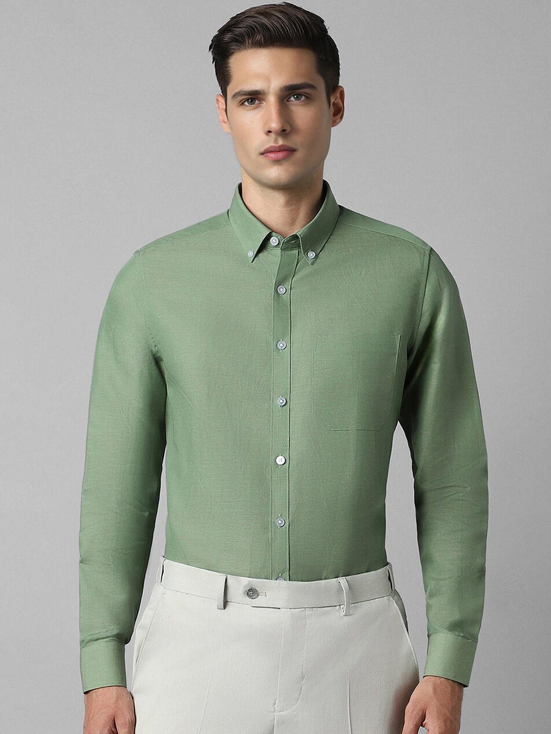 

Louis Philippe Men Slim Fit Opaque Formal Shirt, Green