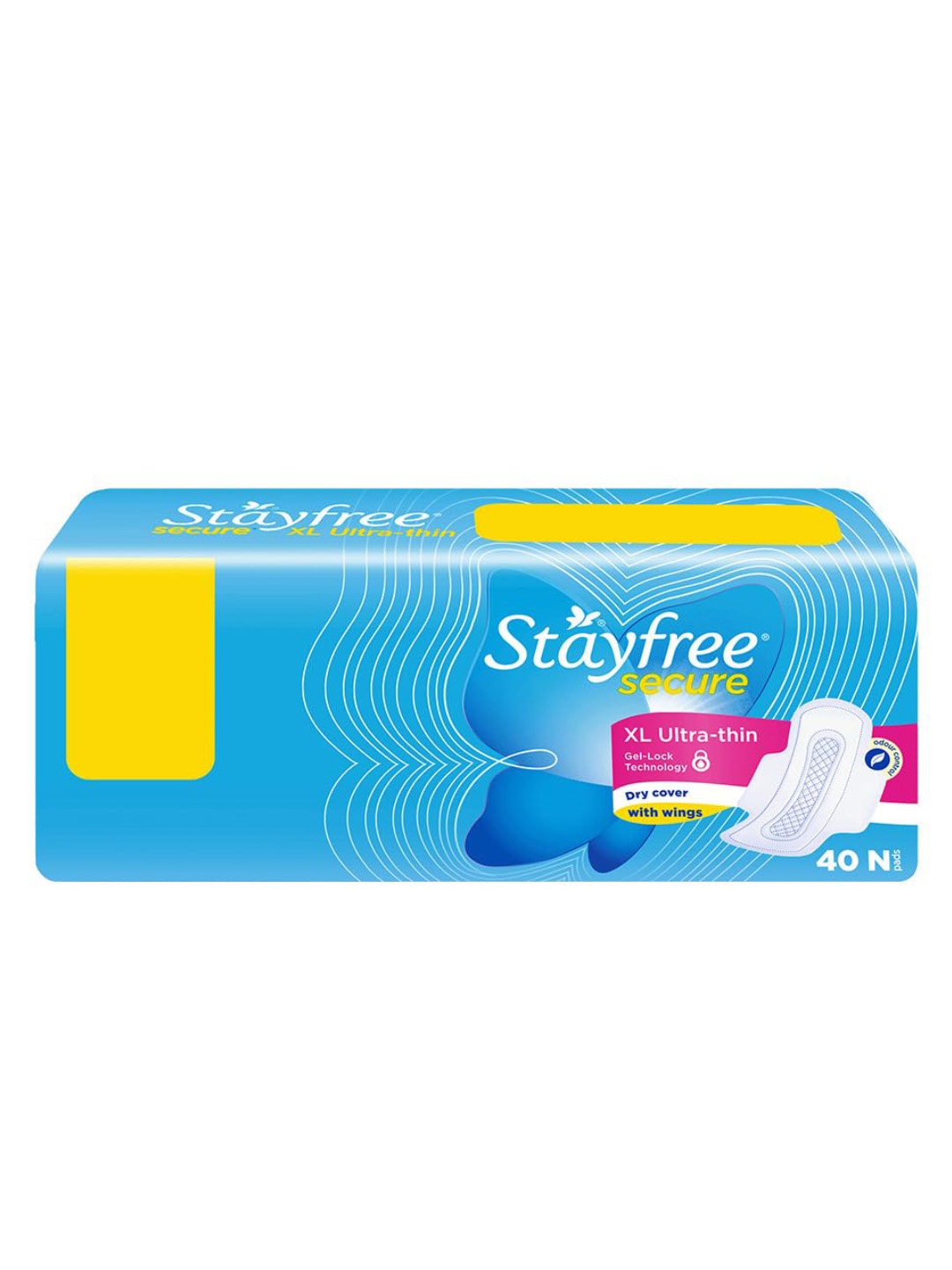 

Stayfree Secure Ultra Thin Dry Cover XL Pads with Wings - 40 Pads, Blue
