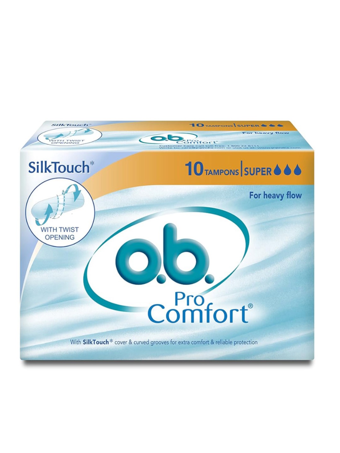 

Stayfree SilkTouch OB Pro Comfort Super Tampons For Heavy Flow - 10 Pcs, Blue