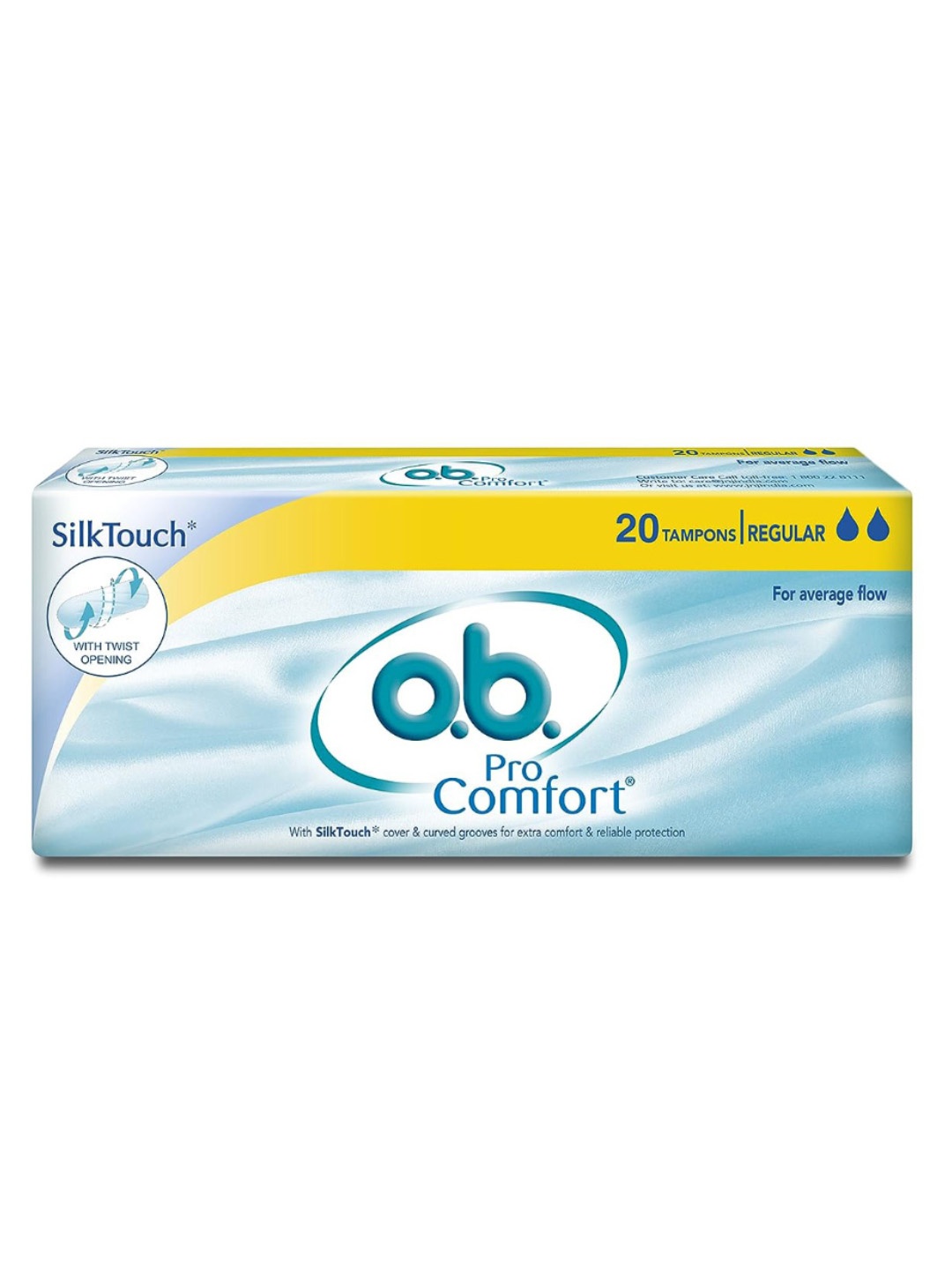 

Stayfree SilkTouch OB Pro Comfort Regular Tampons For Average Flow - 20 Pcs, Blue