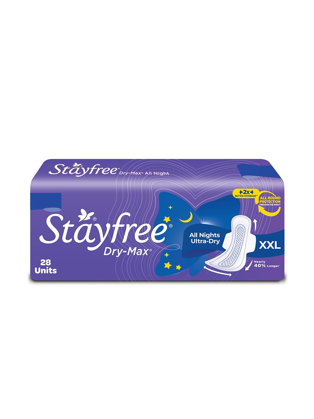 Stayfree Dry Max All-Night Ultra Dry XXL Sanitary Napkins - 28 Pads, Purple