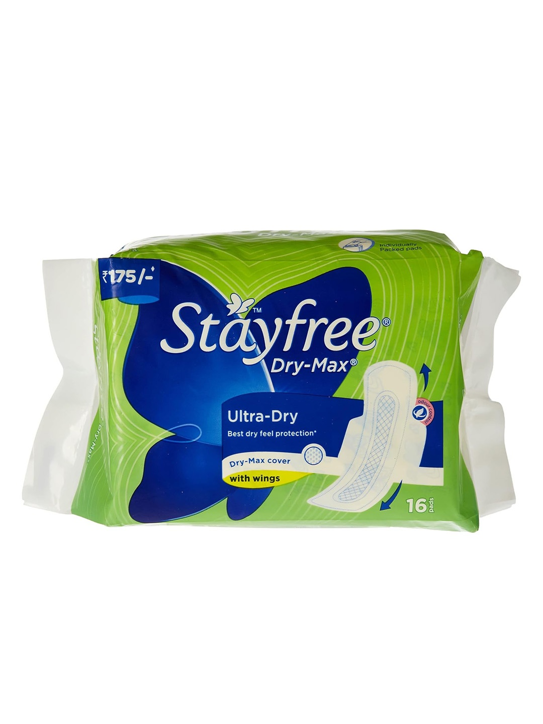 

Stayfree Dry-Max Ultra-Dry Napkin with Wings - 16 Pads, Green