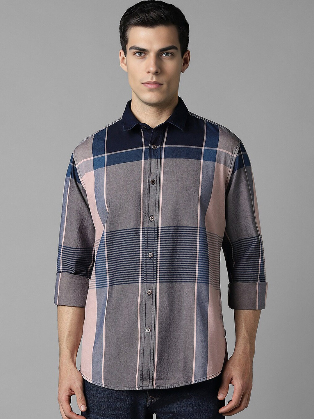 

Louis Philippe Jeans Men Slim Fit Opaque Checked Casual Shirt, Multi