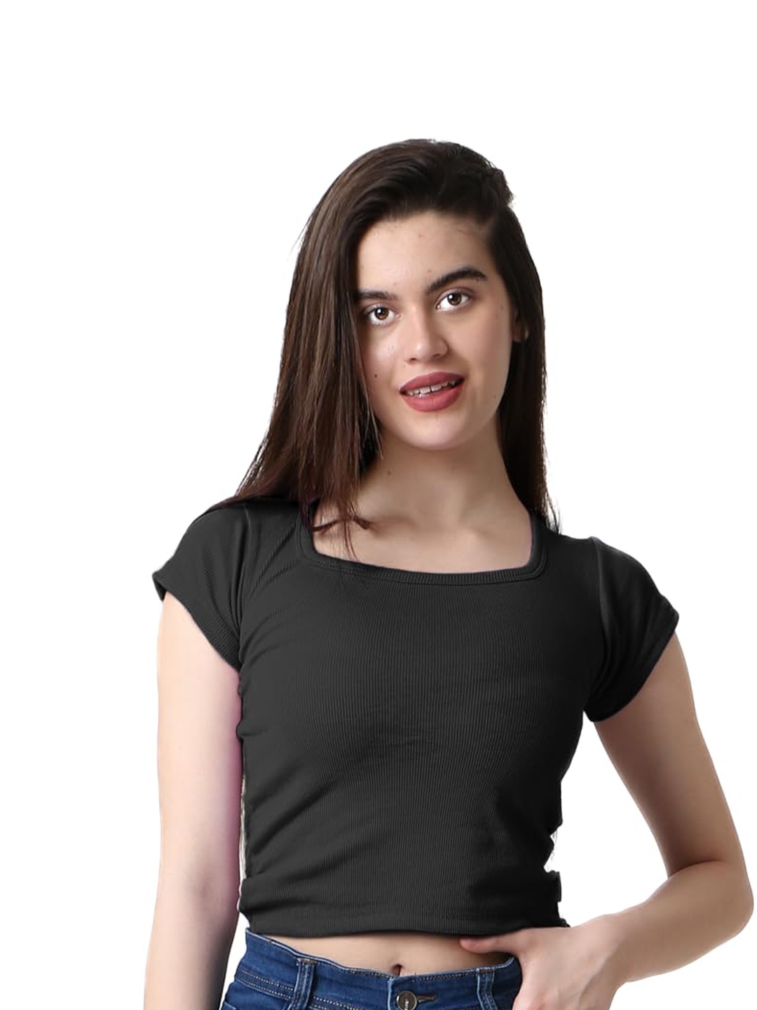 

CareDone Cotton Crop Top, Black