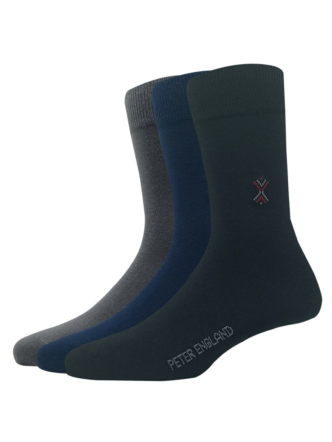 

Peter England Men Pack Of 3 Calf Length Socks, Navy blue