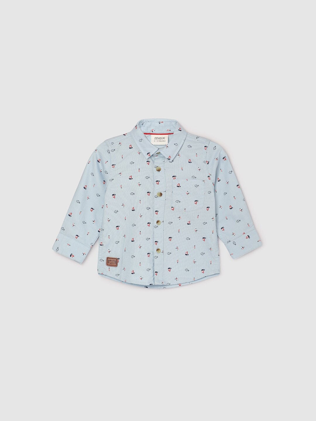 

max Boys Opaque Printed Casual Shirt, Blue