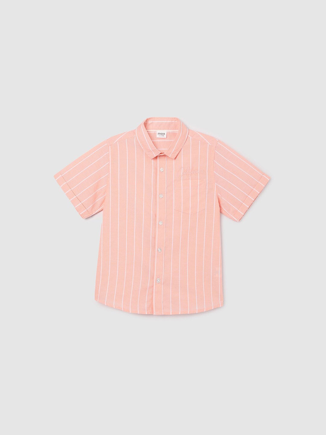 

max Boys Opaque Striped Casual Shirt, Peach