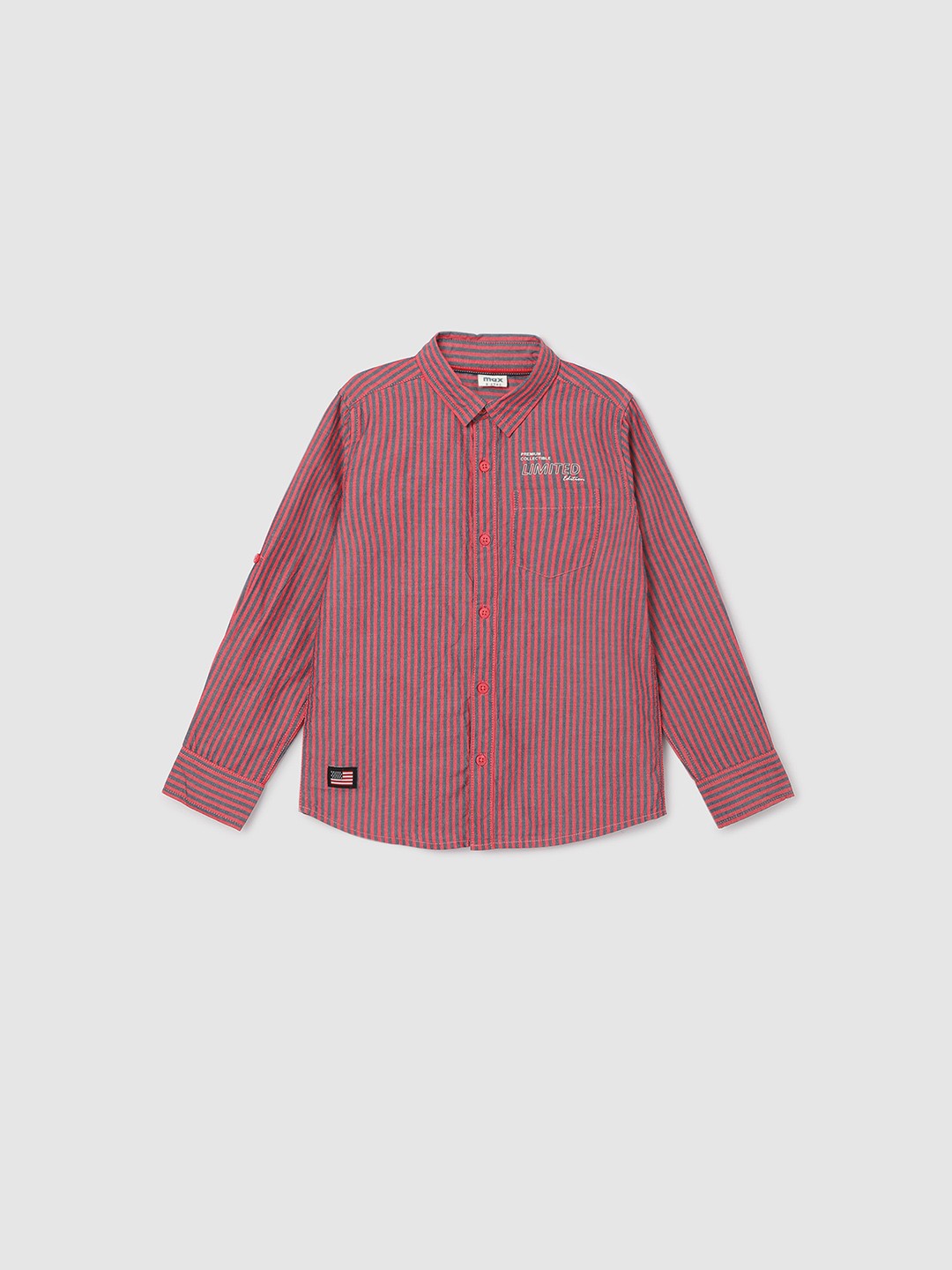 

max Boys Micro Checks Opaque Checked Casual Shirt, Red
