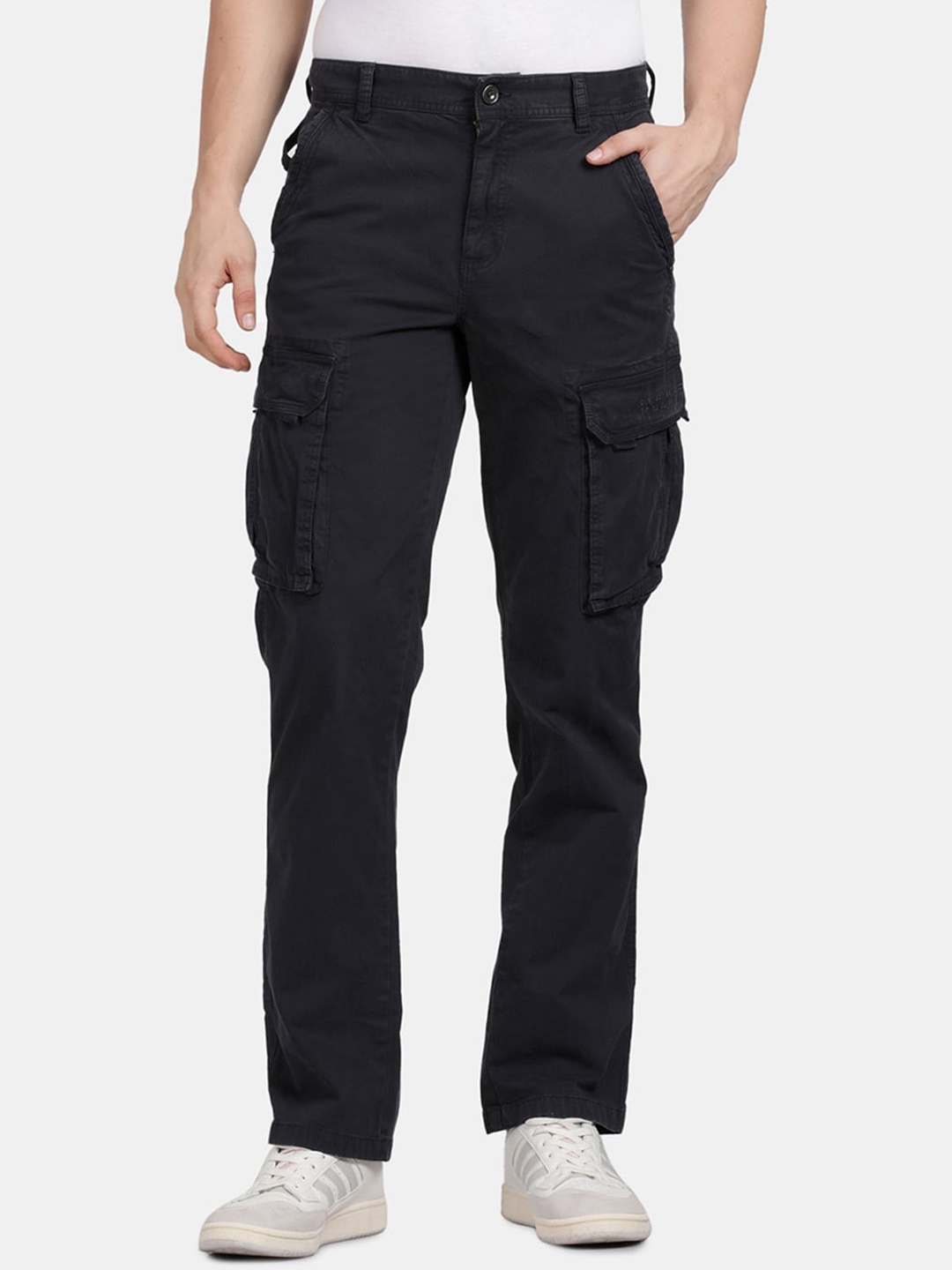 

t-base Men Mid-Rise Cargos Trousers, Navy blue